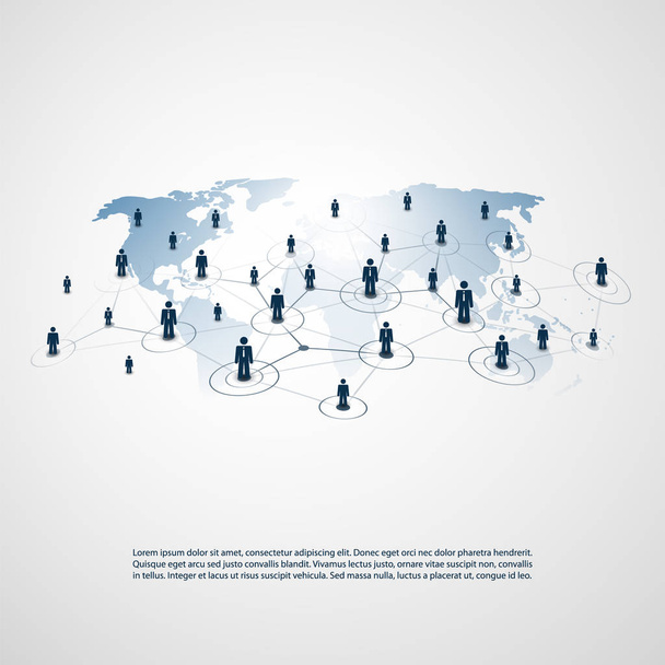 Redes - Conexiones comerciales - Diseño de Conceptos de Redes Sociales - Vector, imagen