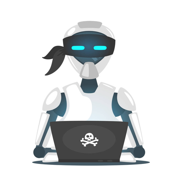 サイバー海賊ロボットは誰かのハッキング - ベクター画像