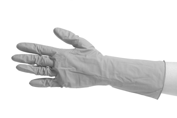 Latex Glove For Cleaning on female hand - Fotografie, Obrázek