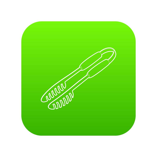 Barbecue tongs icon green vector - Вектор,изображение