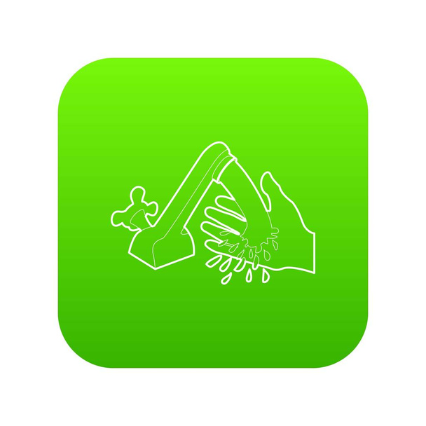 Wash hand icon green vector - Vetor, Imagem