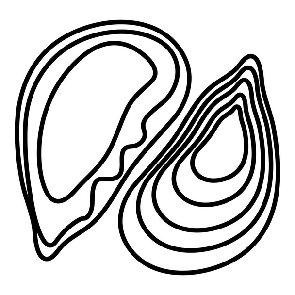 Mussel icon, outline style - ベクター画像