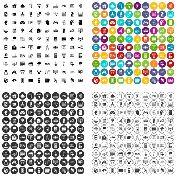 100 hálózati ikonok beállítása vektoros változata - Vektor, kép