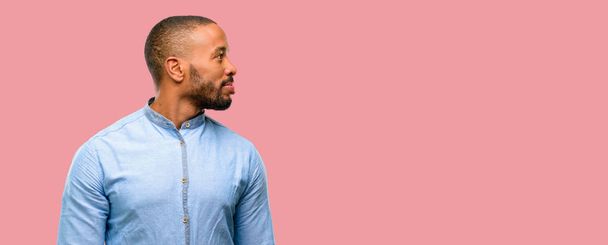 African american man with beard side view portrait - Photo, Image