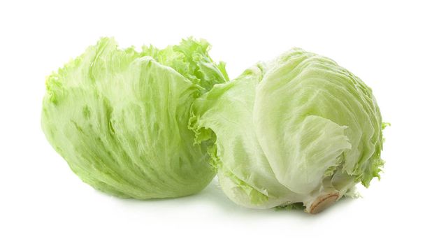 Green Iceberg lettuce on White Background - Foto, Imagen