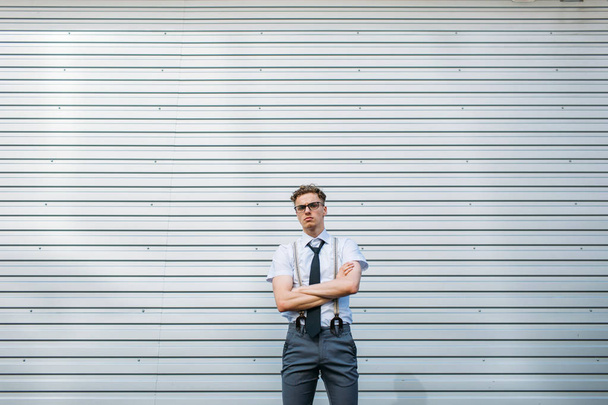 confident motivated stylish business man crossed - Фото, зображення