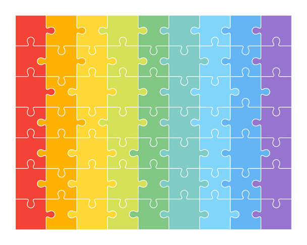 jigsaw puzzle set of 63 colorful pieces - Vector, Image