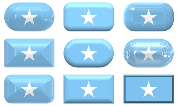 Дев'ять скла кнопки прапор Сомалі - Фото, зображення