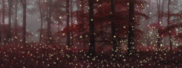 Ohromující obraz krajiny stylu fantasy světlušek v noci tim - Fotografie, Obrázek