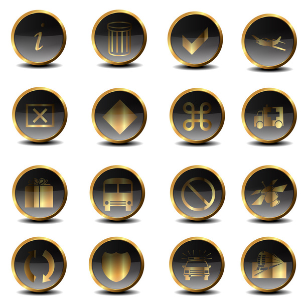 Set of golden icons in EPS10 - Fotoğraf, Görsel