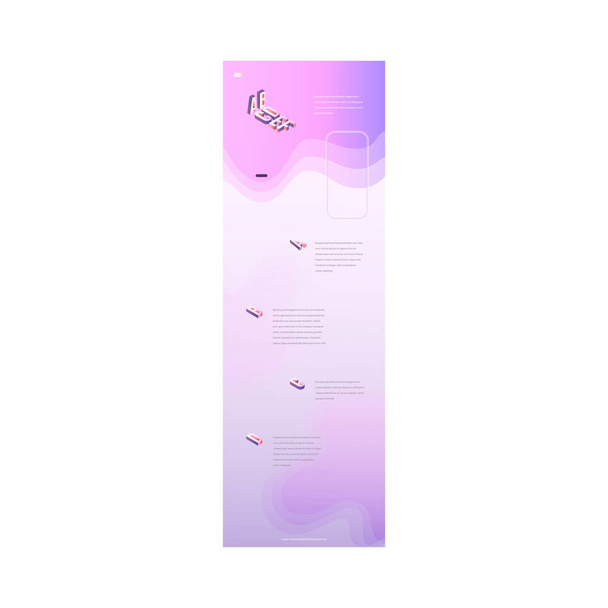 Landing page template with beautiful background in trendy pastel colors with gradient. - Вектор,изображение