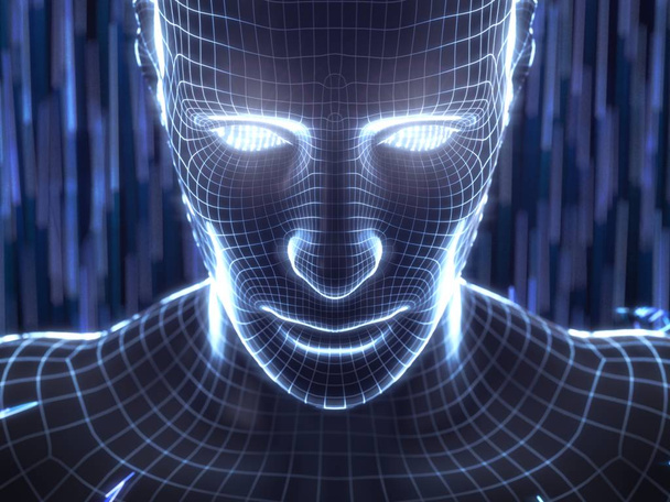 τεχνητή νοημοσύνη έννοια με εικονογράφηση εικονική ανθρώπινη avatar.3d - Φωτογραφία, εικόνα