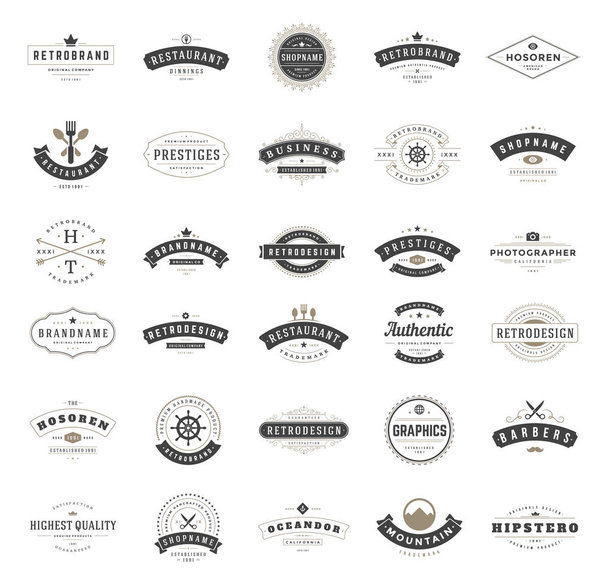 Vintage Logos Design Templates Set. Vector logotypes elements - Vektori, kuva