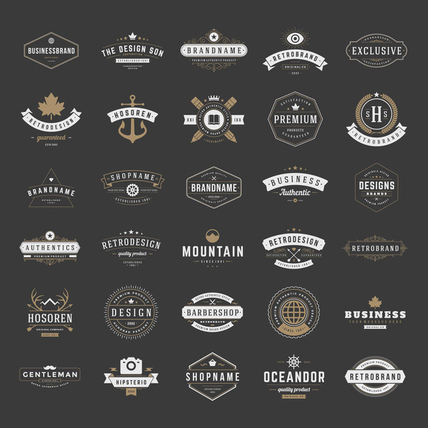 Vintage Logos Design Templates Set. Vector logotypes elements - Vettoriali, immagini