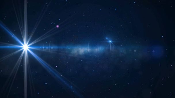 Star Field: fondo de movimiento animado del campo estelar y las bengalas de las lentes. Animación de una estrella brillante
 - Foto, Imagen