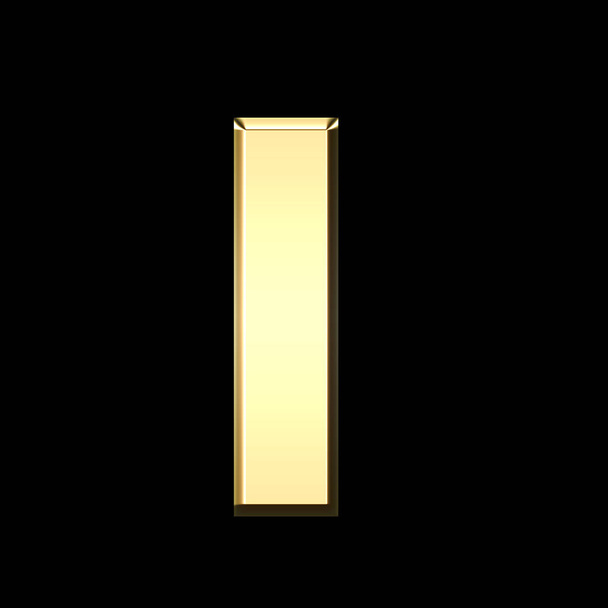 golden english letter l on black background - letters illustration - Photo, Image
