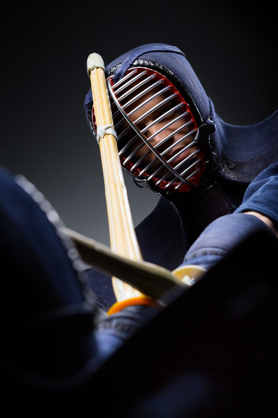 Close up shot of competition of two kendo fighters - Foto, Bild