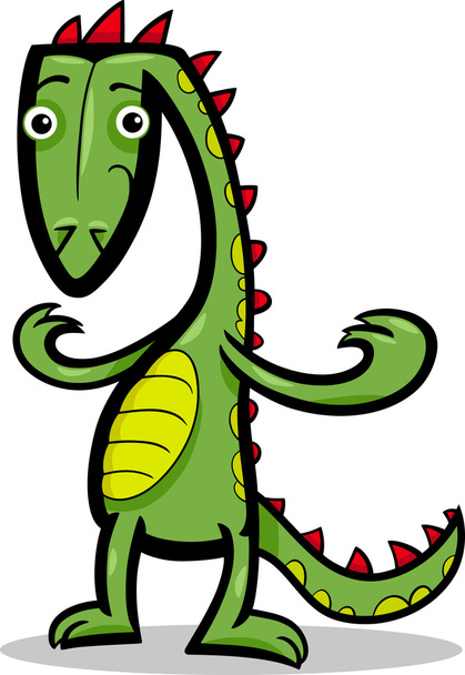 Cartoon illustration of lizard or dinosaur - Vettoriali, immagini