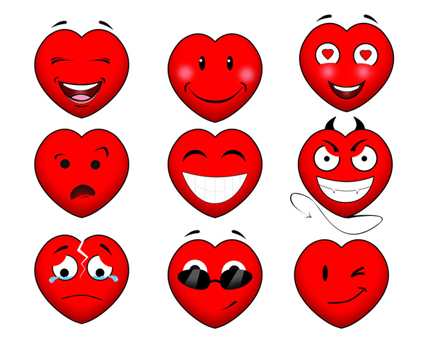 Сердце улыбка набор
 - Вектор,изображение