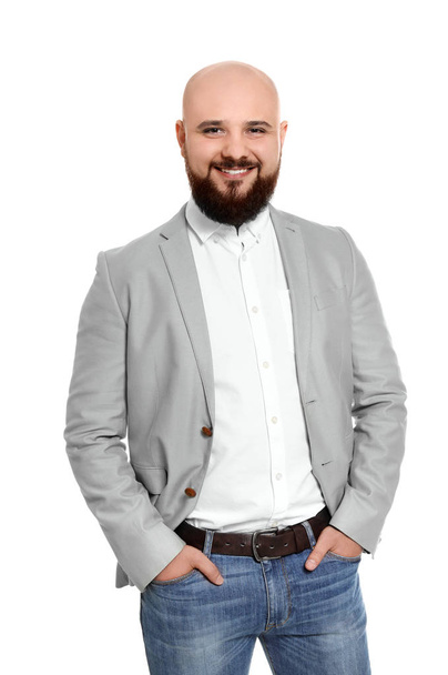 Portrait of confident young businessman on white background - Fotoğraf, Görsel
