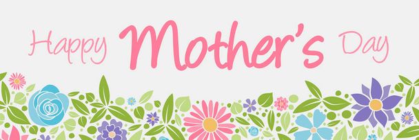 Mother's Day - concept of header with cartoon flowers. Vector. - Vector, Imagen