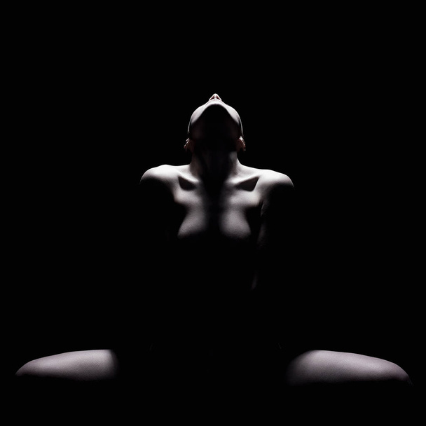 Nude Woman silhouette in the dark - Photo, Image