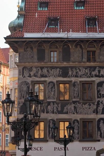The facade of house. Prague. - Фото, изображение