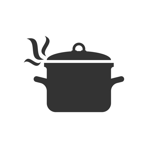 Cooking pan icon in flat style. Kitchen pot illustration on whit - Vector, Image