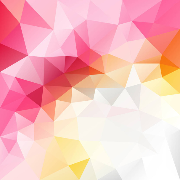 ベクトルの抽象的な不規則な多角形の背景 - 三角形の低ポリ パターン - 新鮮なマゼンタ、ピンク、オレンジ、黄色と白の色をホット  - ベクター画像