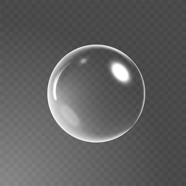 Grote transparante glazen bol met glans en schaduw. Realistische zeepbel. Transparantie alleen in vector bestand - Vector, afbeelding