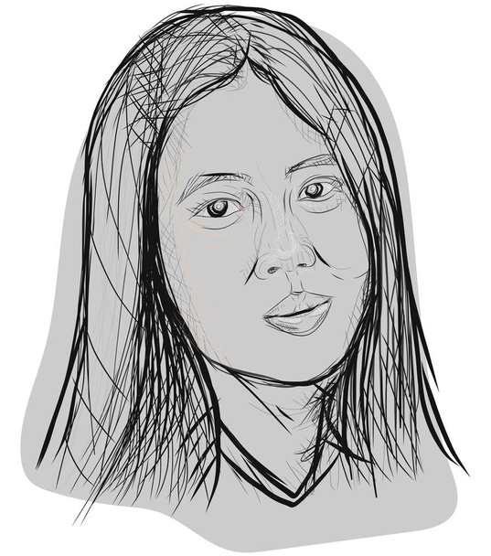 Hand gezeichnet von asiatischen Frau Gesicht - Foto, Bild