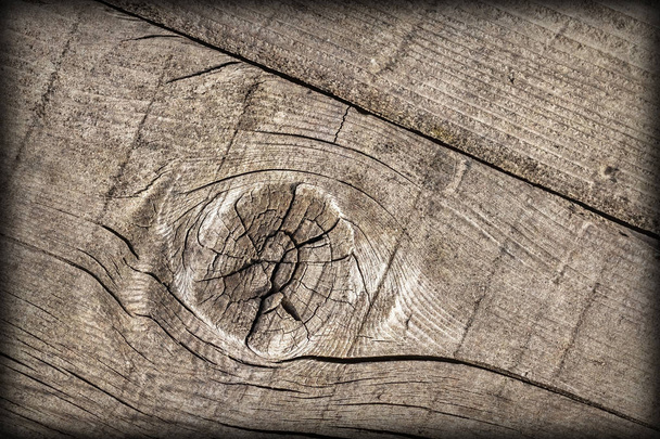 Staré, zvětralé popraskané detaily textur Grunge Vignette dřevěné prkno smrk - Fotografie, Obrázek
