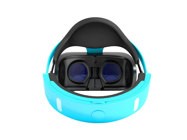 Modern virtual reality glasses for computer games blue 3d rendering on white background no shadow - Foto, Imagem