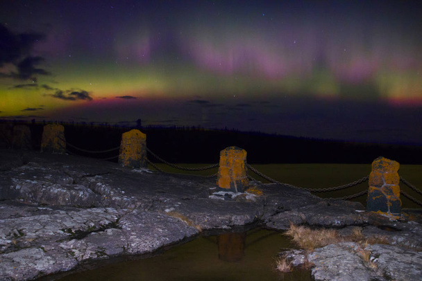Northern Lights dance above the North Shore of Lake Superior in Minnesota - Photo, image