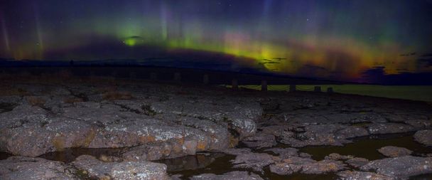 Northern Lights dance above the North Shore of Lake Superior in Minnesota - Foto, Imagen