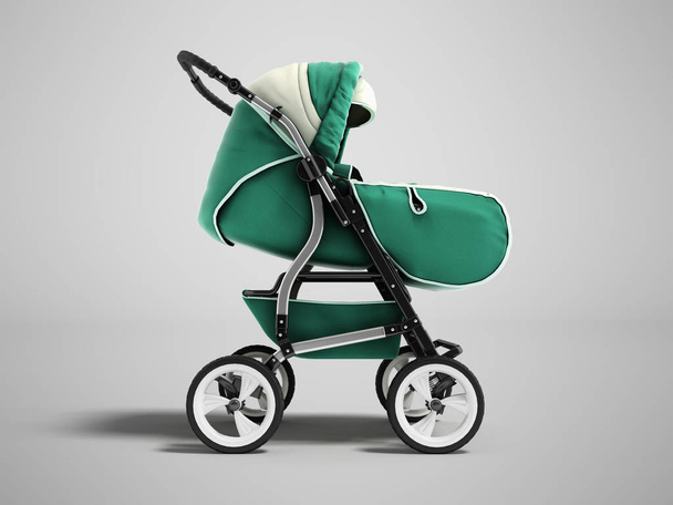 Сучасна дитяча коляска темно-зелена весна осінньо-зелений фронт
 - Фото, зображення