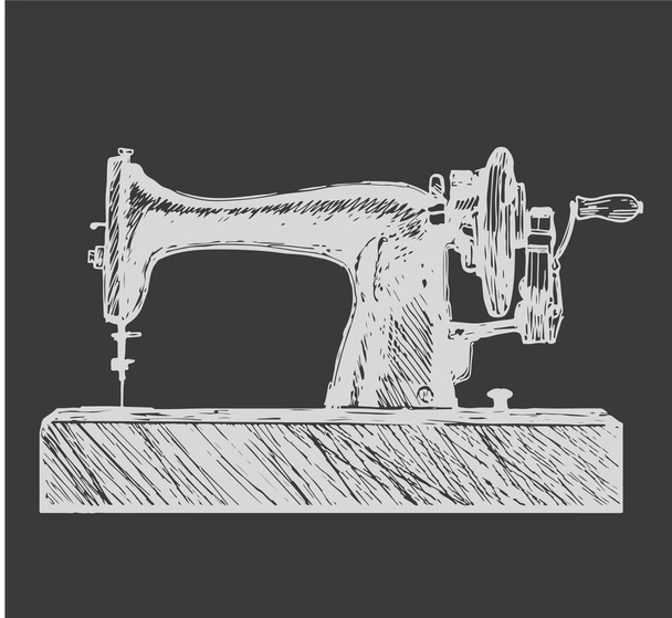 The vintage sewing machine. Vector illustration. - Vector, Image