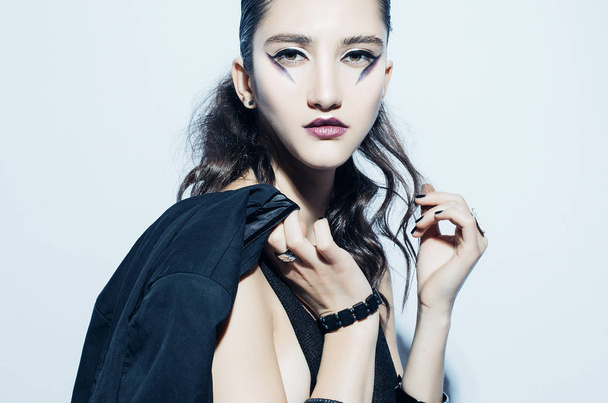 Fashion model with luxury make up wearing black outfit - Photo, Image