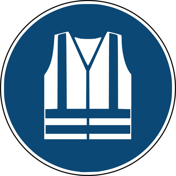 bezpečnostní vesta, bunda - modrá znamení stavební společnosti oblečení - Vektor, obrázek