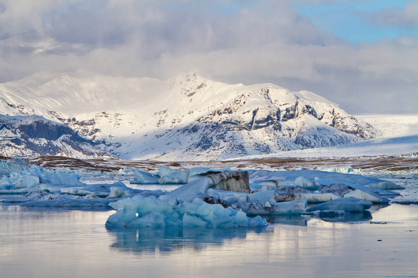 Grelhados em Jokulsarlon glacial lagoon, Islândia
 - Foto, Imagem
