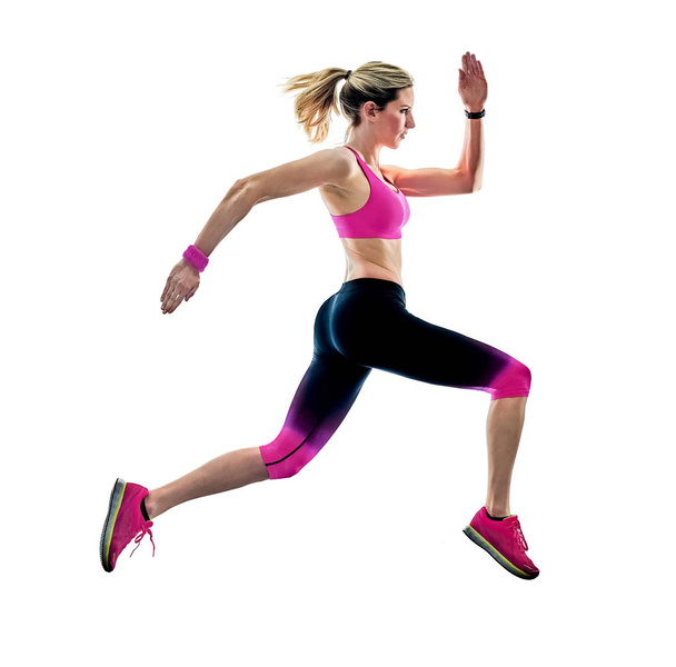 woman sport runner running jogger jogging isolated white backgro - Photo, Image