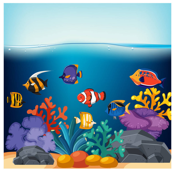  Риб і коралів в садок для риби - Вектор, зображення