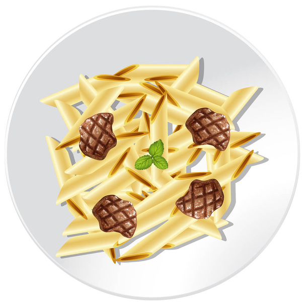 Penne Pasta with Beef Sauce - Vector, Image