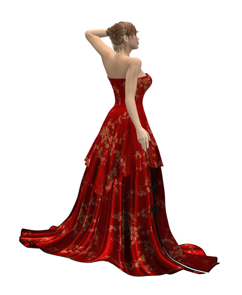 Kaunis nainen punaisessa mekossa - Valokuva, kuva