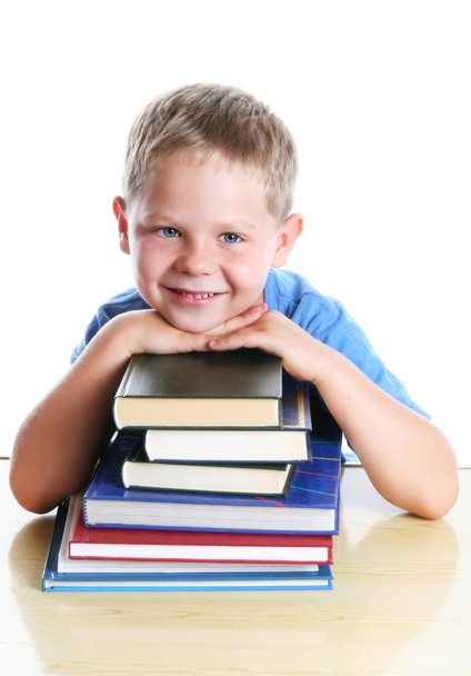 Happy child with books - Zdjęcie, obraz