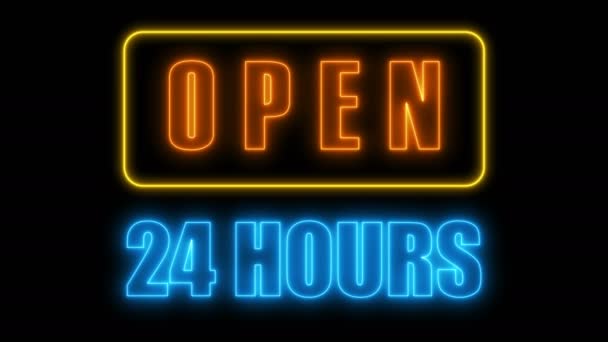 Ouvrez 24-7 néon signe, panneau de style rétro pour bar ou club, arrière-plan généré par ordinateur rendu 3d
 - Séquence, vidéo