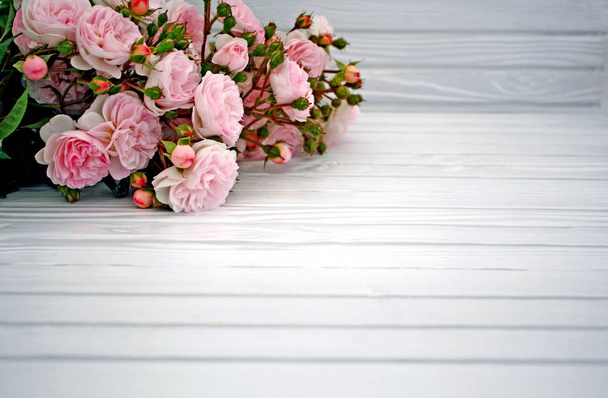 Wooden background texture old vintage aged flat lay flower - Photo, Image