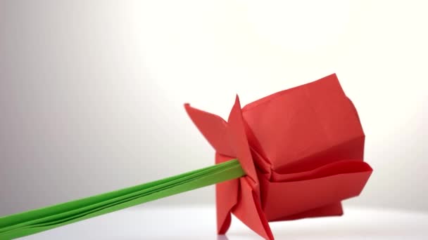 Red origami tulip flower. - Footage, Video