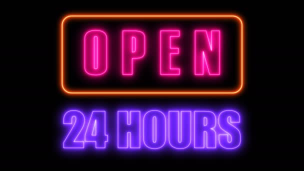 Ouvrez 24-7 néon signe, panneau de style rétro pour bar ou club, arrière-plan généré par ordinateur rendu 3d
 - Séquence, vidéo