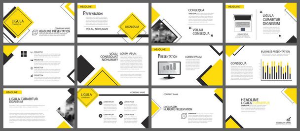 Elemento amarelo para infográfico de slides no fundo. Apresentação
 - Vetor, Imagem